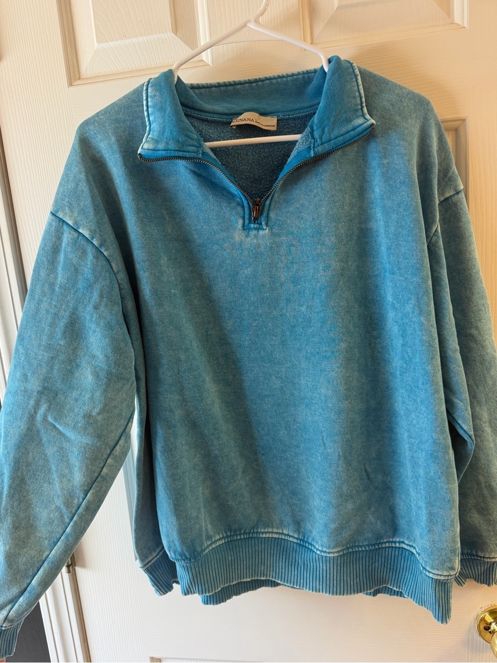 Zenana Outfitters Bright Blue Quarter-Zip Women's Sweater